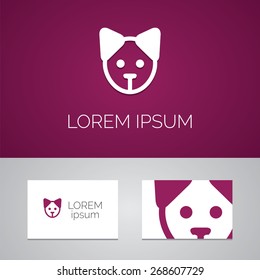 puppy logo template icon design elements with business card  