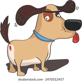 A puppy is looking back with cartoon style