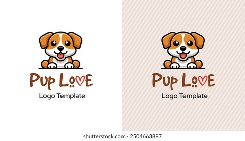 Puppy love dog care logo design, pet care logo design for label sticker and packaging for pet care products, editable vector file illustration high quality print ready template download