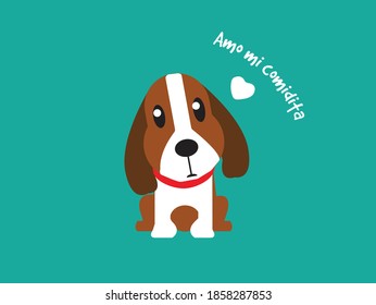 Puppy I love my food in light blue background