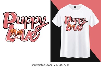 Puppy Love T-Shirt Design Vektorgrafik