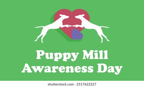 Puppy Mill Awareness Day vector banner design with geometric shapes and vibrant colors on a horizontal background.