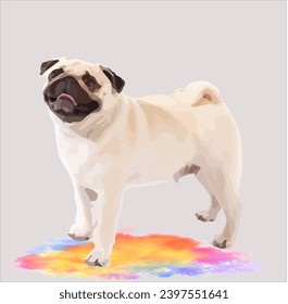 puppy mops dog vector colored artwork
