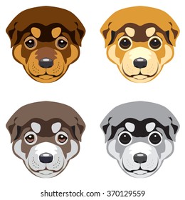 Puppy' muzzle. Set of vector illustrations