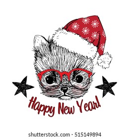 Puppy New Year illustration isolated on white background