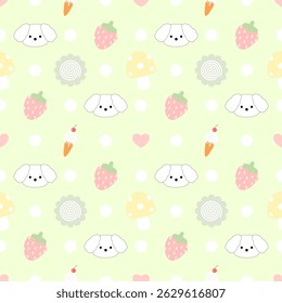 Puppy on green background, fabric pattern, gift wrapping paper , seamless pattern 