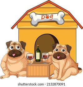 A puppy outside the doghouse illustration