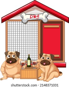 A puppy outside the doghouse illustration