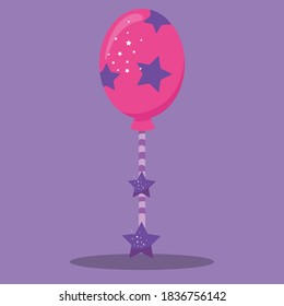 puppy party pink balloon design vector illustration