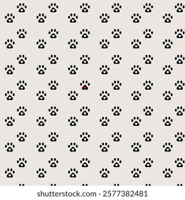 Puppy paw with heart pattern. Vector set. EPS 10. Cute background