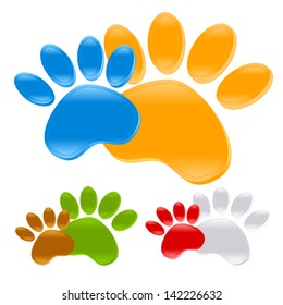 Puppy Paw prints - dog toe trails, pet symbols, icons, identify signs
