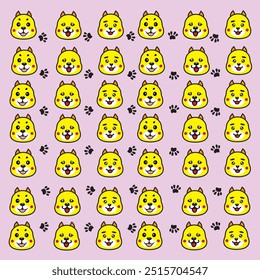 Puppy Paw Prints and Faces as a Pattern