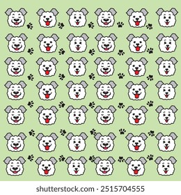 Puppy Paw Prints and Faces as a Pattern