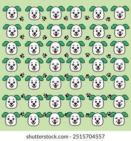 Puppy Paw Prints and Faces as a Pattern