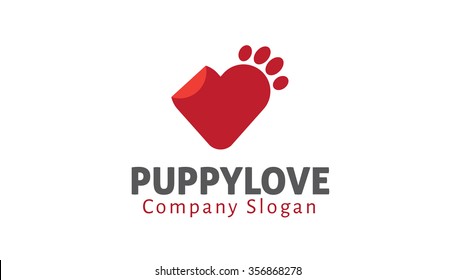 Puppy Pets Love Logo Vector Symbol Design Illustration