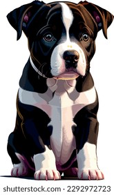 Puppy pitbull breed dog vector head, isolated, transparent background