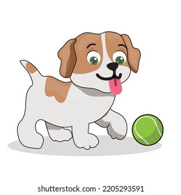puppy playing with a tennis ball.