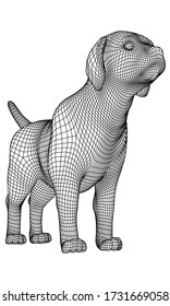 Puppy polygonal lines illustration. Abstract vector dog on the white background