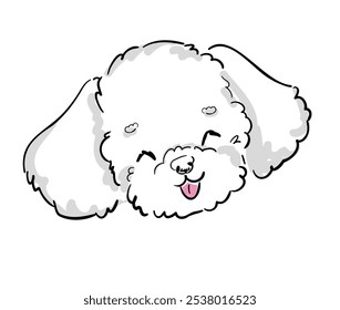 Puppy poodle cute dog cartoon hand drawn vector illustration. Kids t-shirt print, kids wear fashion design, baby shower invitation card.