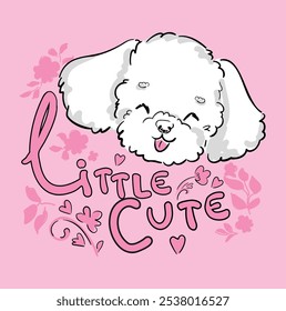 Puppy poodle cute dog cartoon hand drawn vector illustration. Kids t-shirt print, kids wear fashion design, baby shower invitation card.