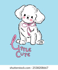 Puppy poodle cute dog cartoon hand drawn vector illustration. Kids t-shirt print, kids wear fashion design, baby shower invitation card