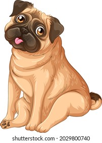 Puppy pug cartoon on white background illustration