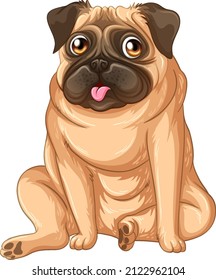 Puppy pug cartoon on white background illustration