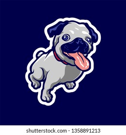 Puppy Pug Mascot Logo for Sport and Esport isolated on dark Background