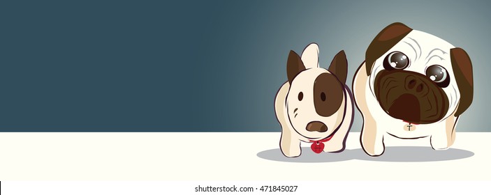 puppy pug vector art happy new year background eps10