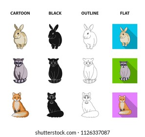 Puppy, rodent, rabbit and other animal species.Animals set collection icons in cartoon,black,outline,flat style vector symbol stock illustration web.