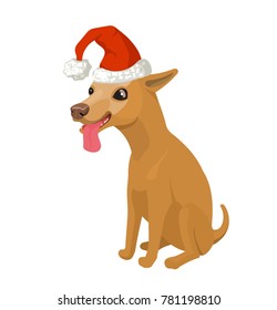 puppy in santa hat, stock vector