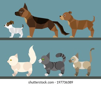 Puppy set - flat design Simple illustration in the flat style, colors easy to change 