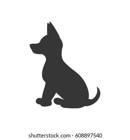 Puppy silhouette illustration on the white background. Vector illustration