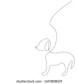Puppy silhouette line drawing, vector illlustration	