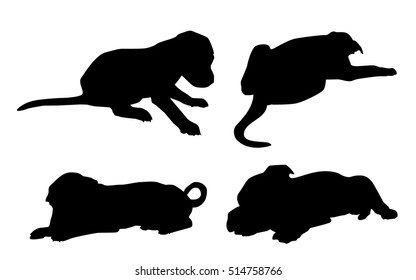 Puppy Silhouette Set - Vector