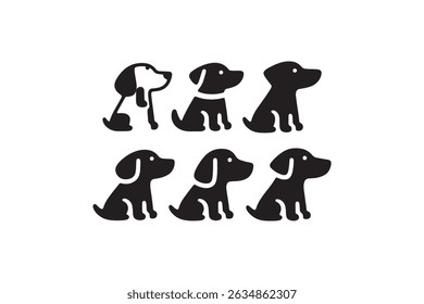 Puppy silhouettes collection: The clean graphic lines of this collection of six playful puppy silhouettes.	