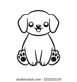 Puppy Sitting Cartoon Outline Vector Illustration Stock Vector (Royalty ...