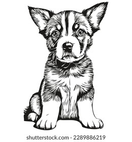 puppy sketch, hand drawing of wildlife, vintage engraving style, vector illustration puppies
