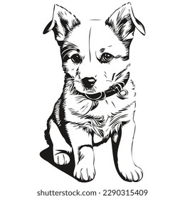 puppy sketchy, graphic portrait of a puppy on a white background, puppies