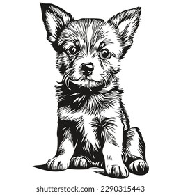 puppy sketchy, graphic portrait of a puppy on a white background, puppies