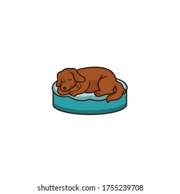 Tumulto de cachorros en la cama de mascotas