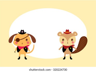 puppy and squirrel friend tag vector