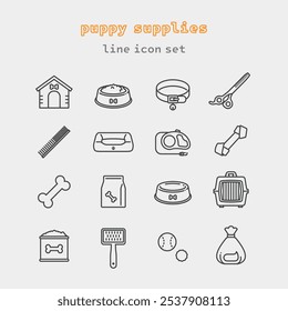 Conjunto de iconos de Vector de suministros para cachorros