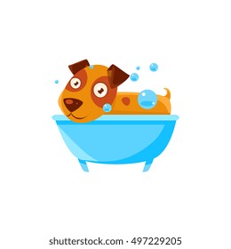 Puppy Taking A Bubble Bath In  Tub