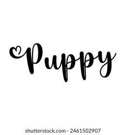 puppy text on white background.