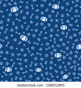 Puppy toys awesome cute vector animal seamless pattern