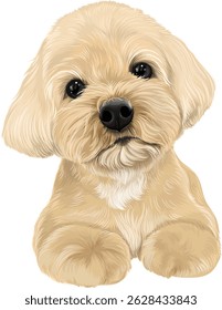 Filhote vetor arte misturar cão maltês poodle marrom bonito animal de estimação
