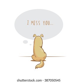 A puppy is waiting for the host and misses him. Cartoon character. Vector image. 