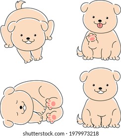 Puppy white illustration material set