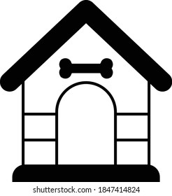 Puppy Wooden House Concept,Animal Living and Sheleter Sign Vector Glyph Icon Design, ‎Cat and Dogs Products supplies Symbol on White Background